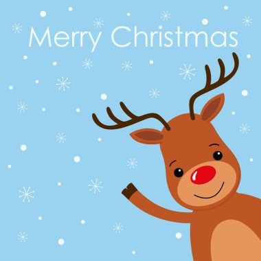 Noel kartı ile şirin Ren geyiği karakter vektör