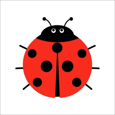 Sevimli uğur böceği vektör çizimde düz stil. Arka plandan izole karikatür böcek uğur böceği.