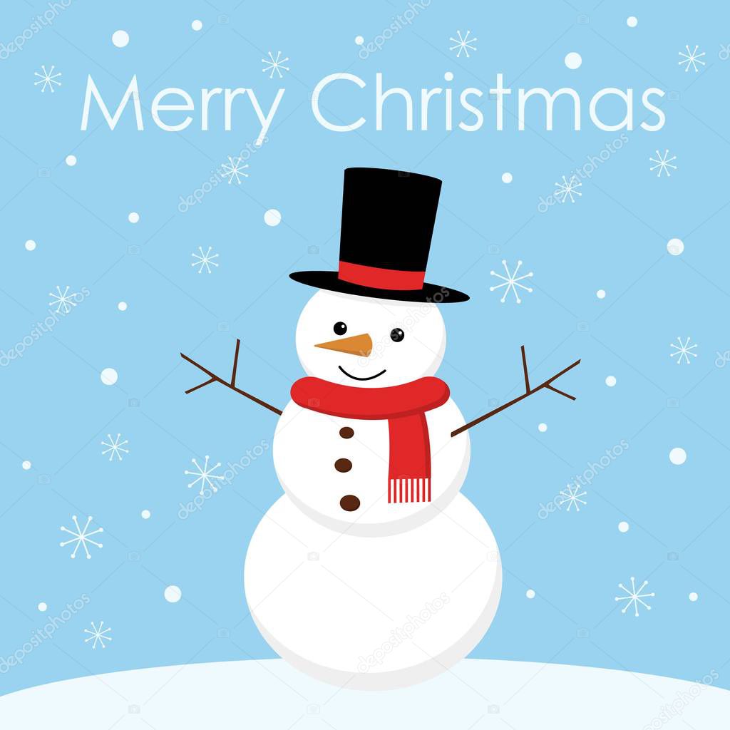 Greeting Christmas card with a cute snowman vector