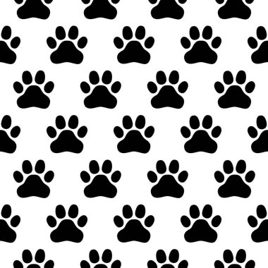 Seamless pattern of print of dogs paws on a white background vector clipart