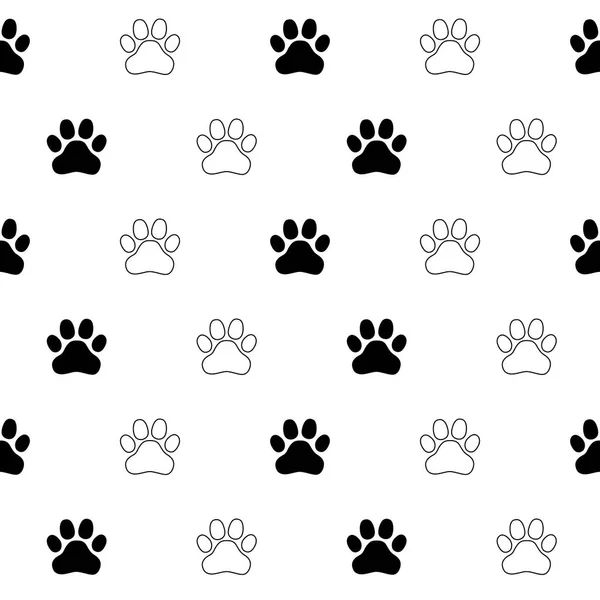 Köpek Kedi Pençe Pençe Pisi Vektör Dikişsiz Desen Duvar Kağıdı — Stok Vektör