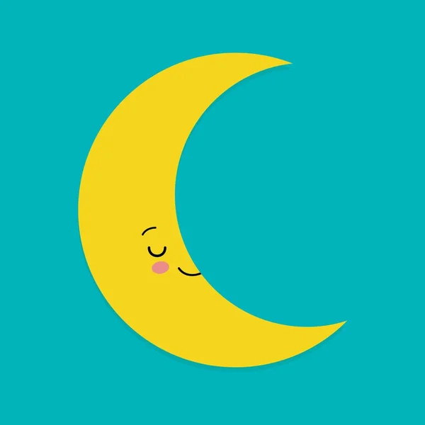 Smiling Cute Moon Personaje Mascota Dibujos Animados Ilustración Vectorial — Vector de stock