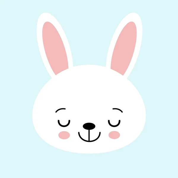Niedlichen Hasen Vektor Grafik Symbol Weißer Kaninchentierkopf Gesichtsabbildung Isoliert Auf — Stockvektor