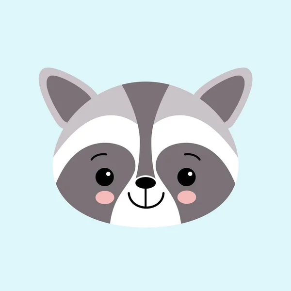 Mapache Lindo Icono Animal Dibujos Animados Aislado Sobre Fondo Azul — Vector de stock