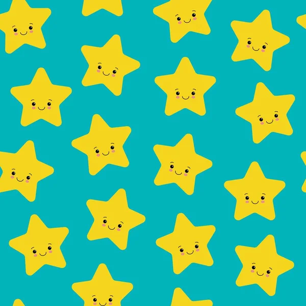 ベクトルの図 落下のかわいい黄色の星の白い背景を持つシームレス パターン 天気記号 — ストックベクタ