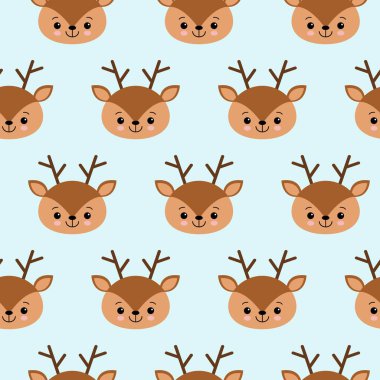 Sevimli geyik ile Seamless çocukça modeli. Yaratıcı çocuklar doku kumaş sarma, tekstil, duvar kağıdı, hazır giyim için. Vektör çizim.