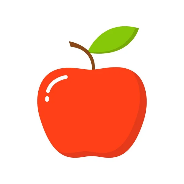 Manzana Ilustración Vectorial Manzana Roja Icono Fruta Estilo Plano — Vector de stock