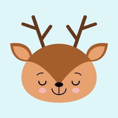 Beyaz bir arka plan üzerinde şirin bir uyku geyik Başkanı Illustration. çizgi film karakteri.