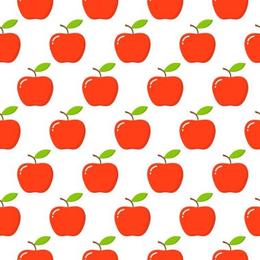 Elma. Beyaz üzerine kırmızı elma ile Seamless modeli. Meyve arka plan.