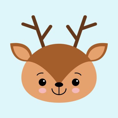 Mavi bir arka plan üzerinde şirin bir geyik Başkanı Illustration. çizgi film karakteri.