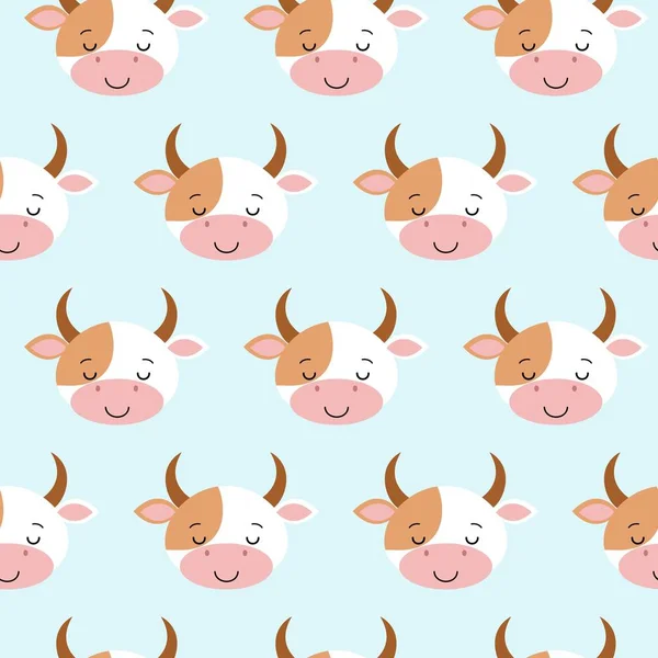 Cute cow seamless pattern. Funny background for baby and kids design. Vector illustration.