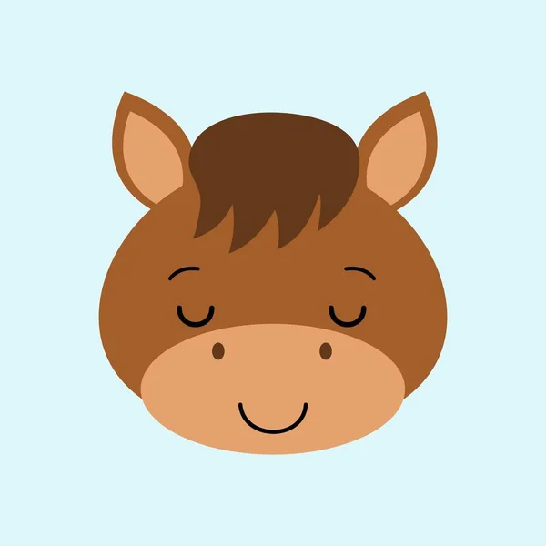 Zwierzęta Gospodarskie Ilustracja Ładny Koń Spania Płaski Kawaii — Wektor stockowy