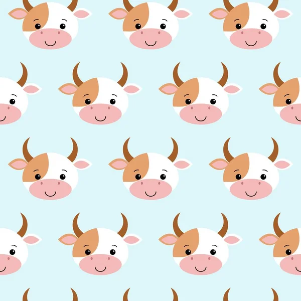 Cute cow seamless pattern. Funny background for baby and kids design. Vector illustration.