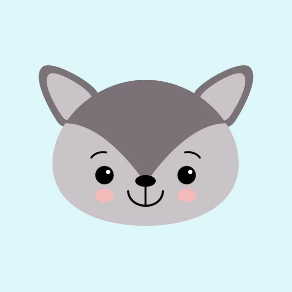 Het Beeld Van Schattige Kleine Wolf Cartoon Stijl Kinderen Vectorillustratie — Stockvector