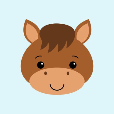 Çiftlik hayvanları. Sevimli at Illustration. Düz stil. Kawaii