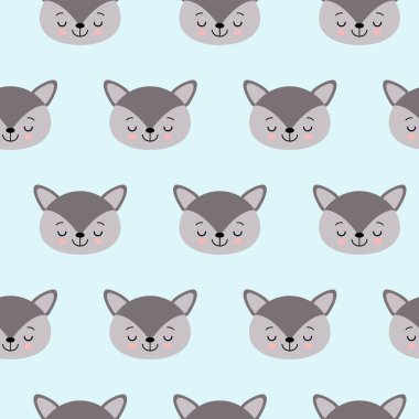 Şirin çocuklar kurt desen kızlar ve erkekler. Tekstil ve kumaş için.