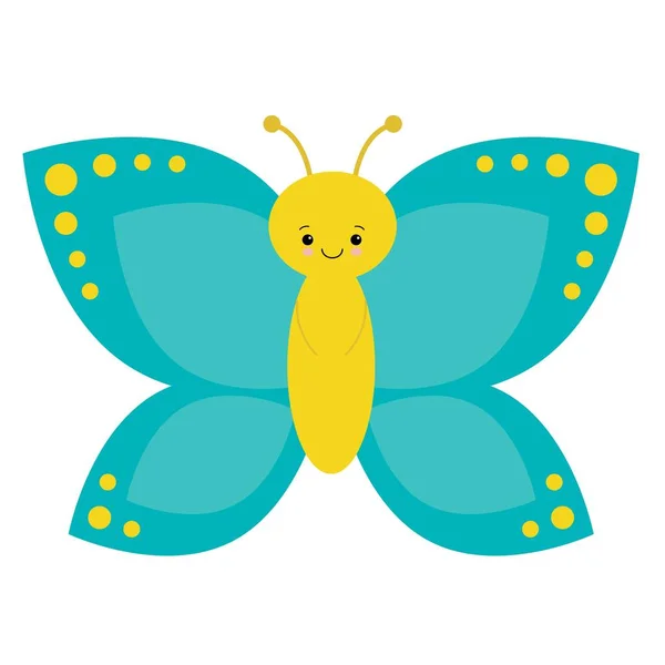 Personajes Mariposa Azul Dibujos Animados Sobre Fondo Blanco — Vector de stock