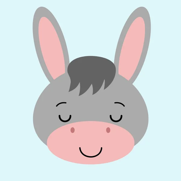 Cartoon cute sleeping donkey. Vector illustration with a farm animal. kawaii