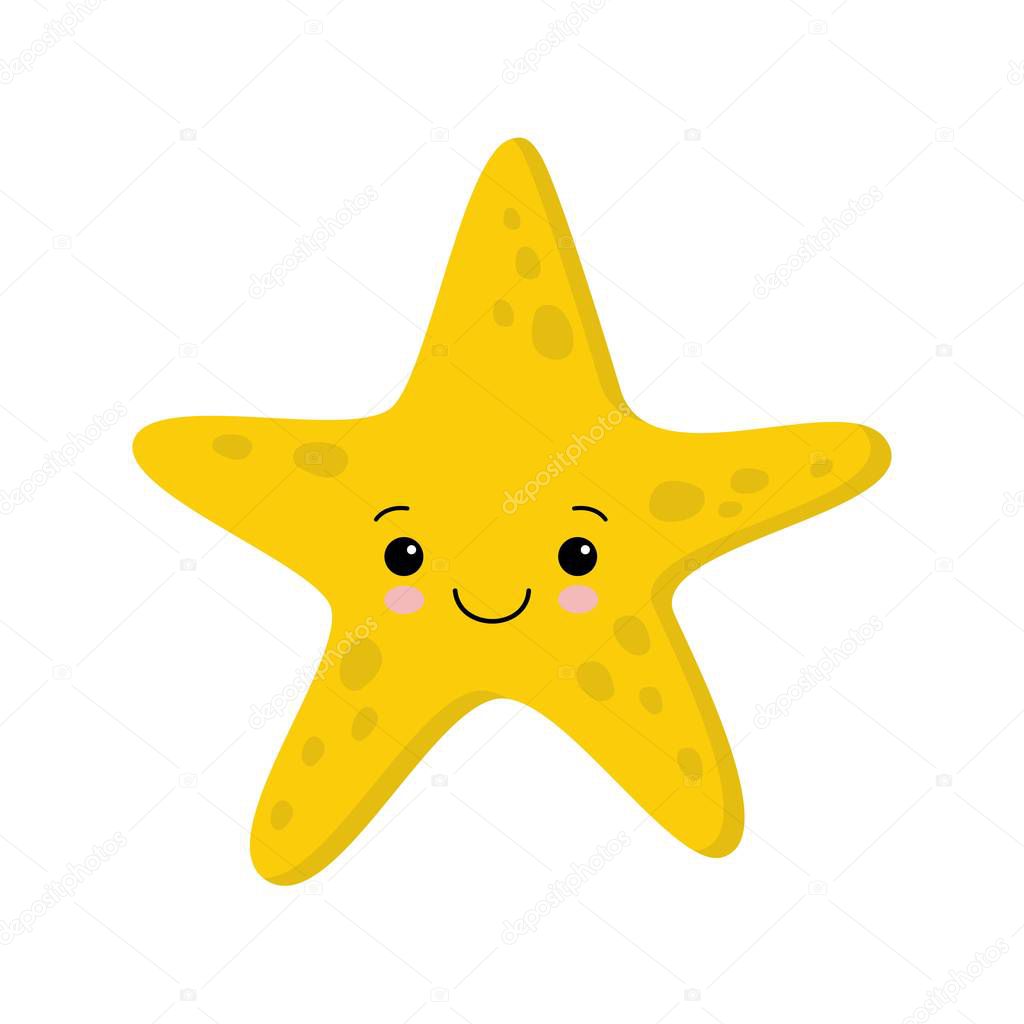 Ilustración Smiling Linda Estrella Mar Vector Estilo Plano Kawaii Vector de  stock por ©YuliaR 235632888, image size:1024x1024