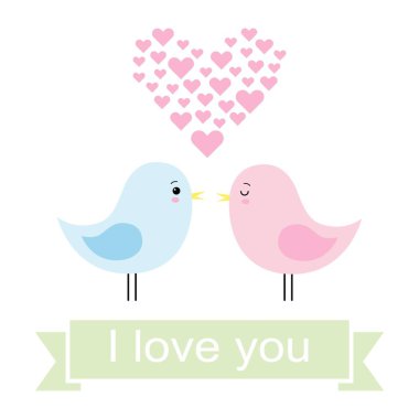 sevimli kuş birkaç vektör çizim karikatür tarzı seviyorum