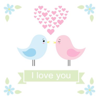 birkaç aşk vektör çizim sevimli kuş