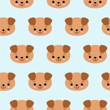 Sevimli köpekleri ile Seamless modeli. Vektör hayvan arka plan. Sevimli köpek yavrusu ile seamless modeli