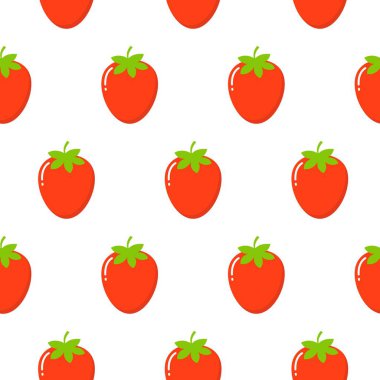 Çilek vektör desen arka plan, beyaz arka plan üzerinde meyve illüstrasyon