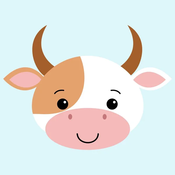 Cow flat cartoon style, cute vector illustration funny animal kawaii