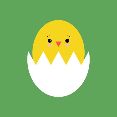 Kırık yumurta kabuğu kawaii komik sarı yenidoğan tavuk