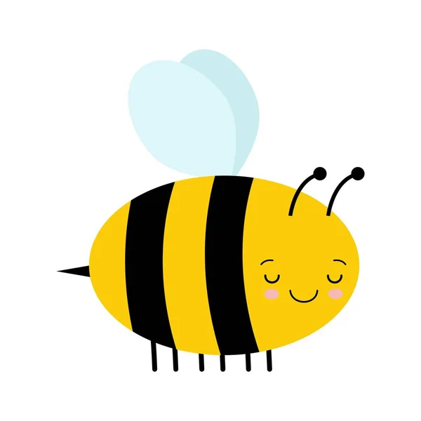 Vector bonito desenho animado abelha adormecida isolado no fundo branco kawaii —  Vetores de Stock