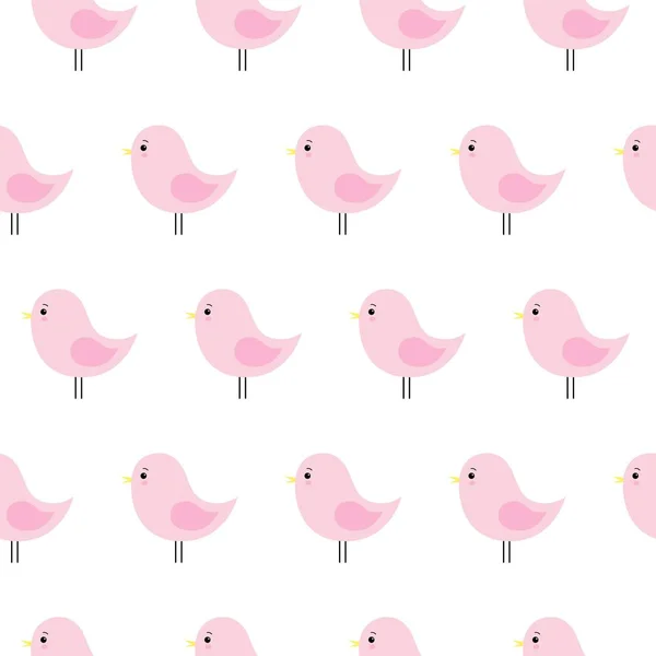 Modèle bébé mignon avec des oiseaux rosés.Fond vectoriel. kawaii — Image vectorielle