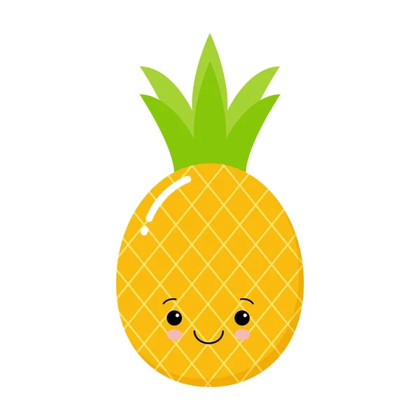 Divertido Personaje Piña Con Rostro Humano Ilustración Vectorial Dibujos Animados — Vector de stock