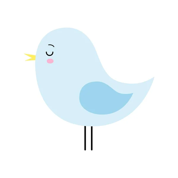 Dessin Animé Vectoriel Oiseau Endormi Bleu Mignon Volant Isolé Sur — Image vectorielle
