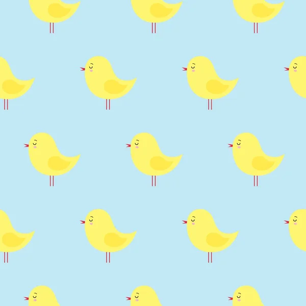 Motif Vectoriel Sans Couture Avec Jolis Poulets Jaunes Pâques Sur — Image vectorielle