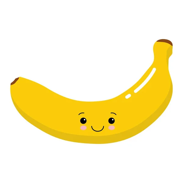 Divertente Felice Carino Felice Banana Sorridente Vettoriale Piatto Personaggio Dei — Vettoriale Stock