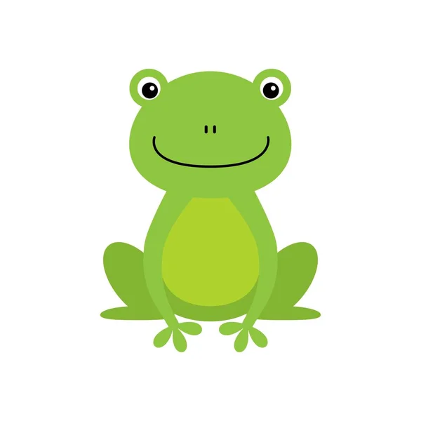 Lindo Personaje Dibujos Animados Rana Verde Aislado Sobre Fondo Blanco — Vector de stock