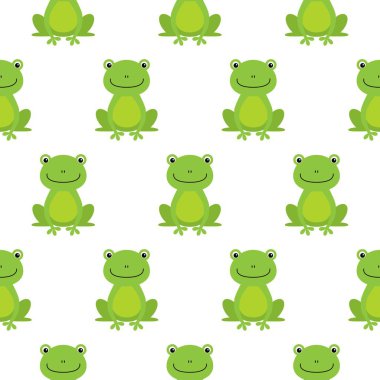 Sevimli kurbağa ile Seamless modeli. Çocuklar için vektör arka plan. Kawaii hayvan