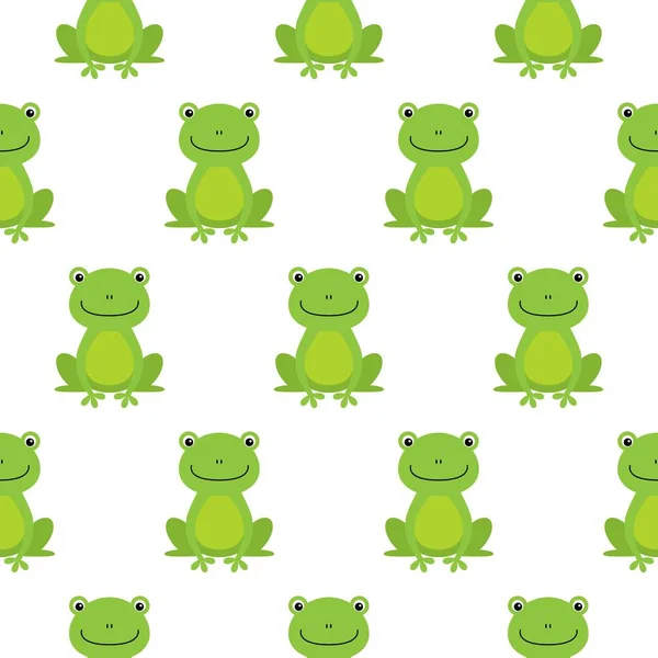 Seamless pattern with cute frogs. Vector background for kids. Kawaii animal