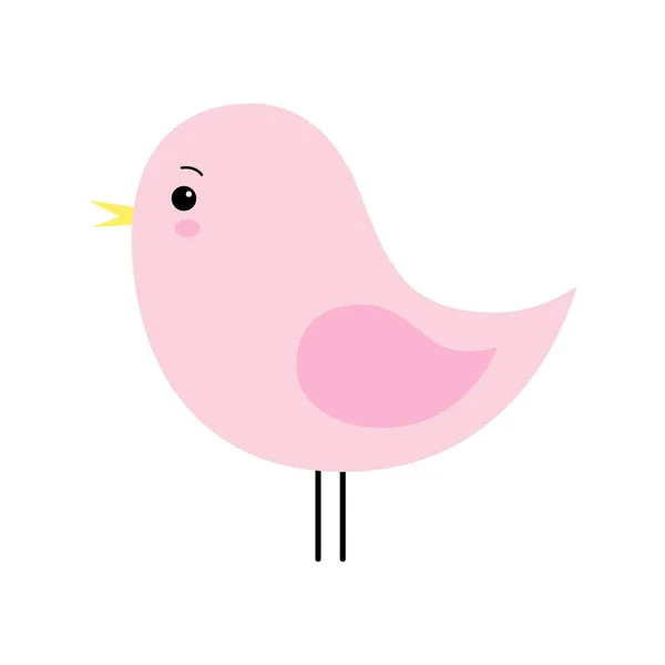 ベクトル漫画かわいいピンク鳥飛んで分離白地 — ストックベクタ