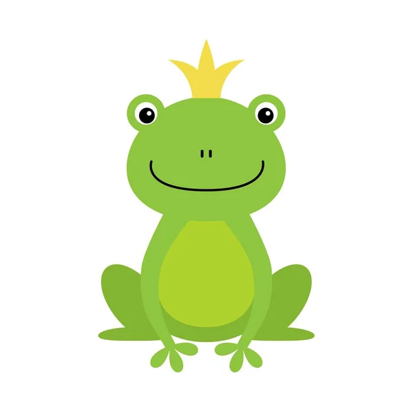 Illustration Von Isolierten Froschkönig Auf Weißem Hintergrund Kawaii Tier — Stockvektor