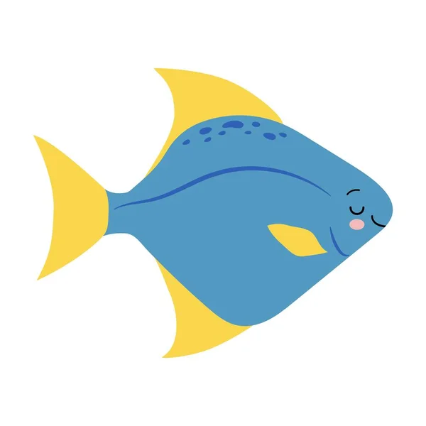 Geel blauwe vissen dieren zee vectorillustratie — Stockvector