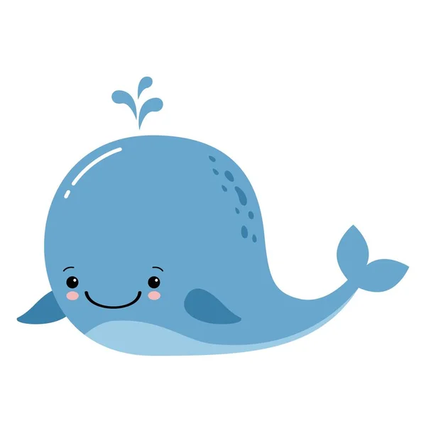 Ikan paus lucu, cetakan gambar, ilustrasi vektor - Stok Vektor