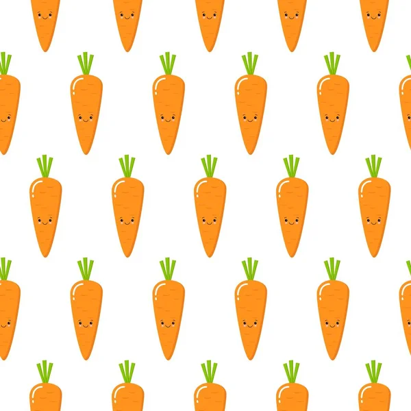 Zanahorias Patrón Inconsútil Vector Con Lindos Caracteres Vegetales Sobre Fondo — Vector de stock