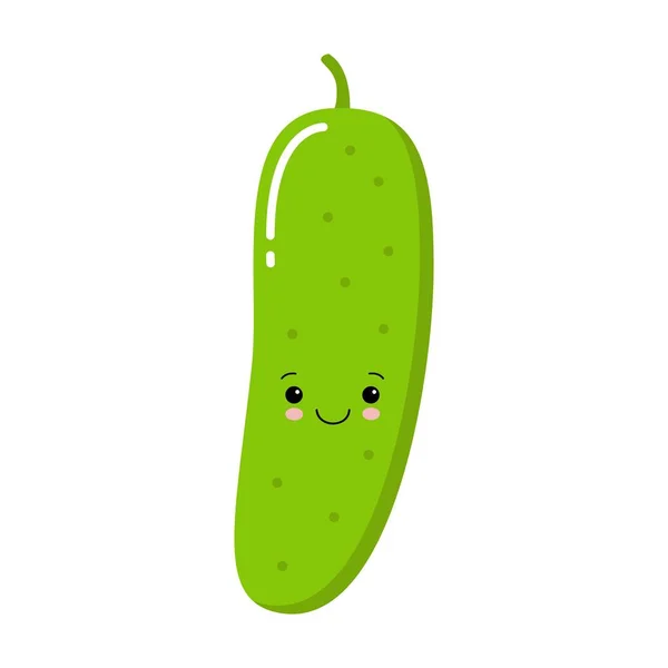 Happy Smilling Cute Cucumber Vector Modern Flat Style Cartoon Character — Stock Vector