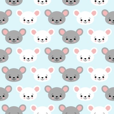 şirin çizgi film faresi kusursuz vektör desenli arkaplan çizimi