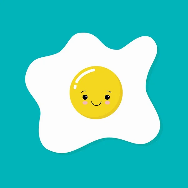 Feliz lindo sonriente divertido kawaii huevo frito. Lindo kawaii huevo frito concepto de carácter — Archivo Imágenes Vectoriales