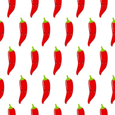 Biber biber seamless modeli. Beyaz bir arka plan üzerinde güzel parlak kırmızı biber.