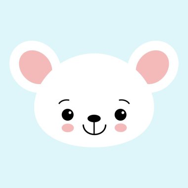 Sevimli çizgi fare yüz. Küçük kawaii fare. Vektör çizim çocuklar için.