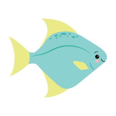Sarı Mavi balık hayvanlar deniz vektör çizim