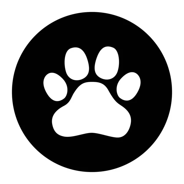 Animal paw print icon vector illustration design isolated on flat round button — Stock Vector